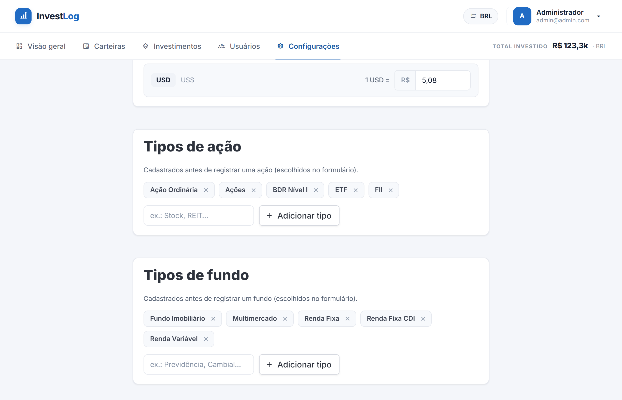 Tipos de investimentos